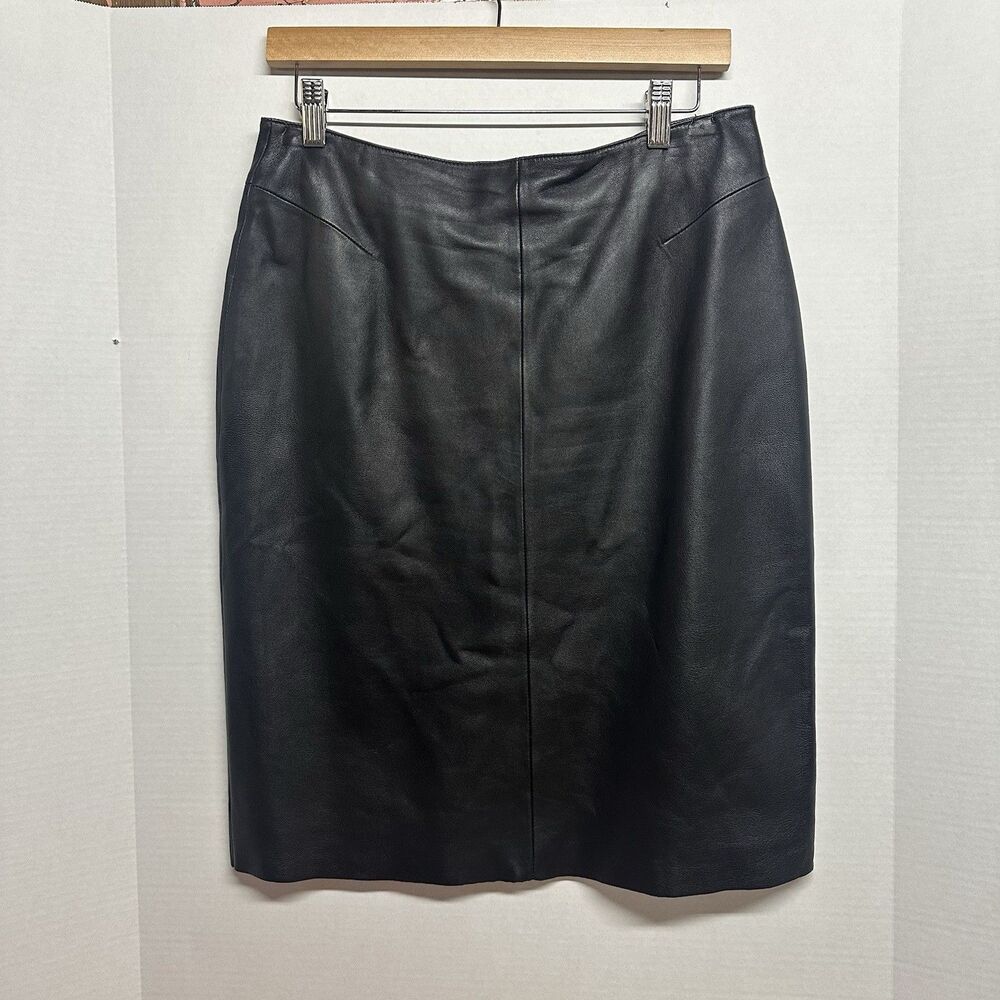 Wilsons Leather Black Genuine Leather straight Knee Length Skirt 10 minimalist